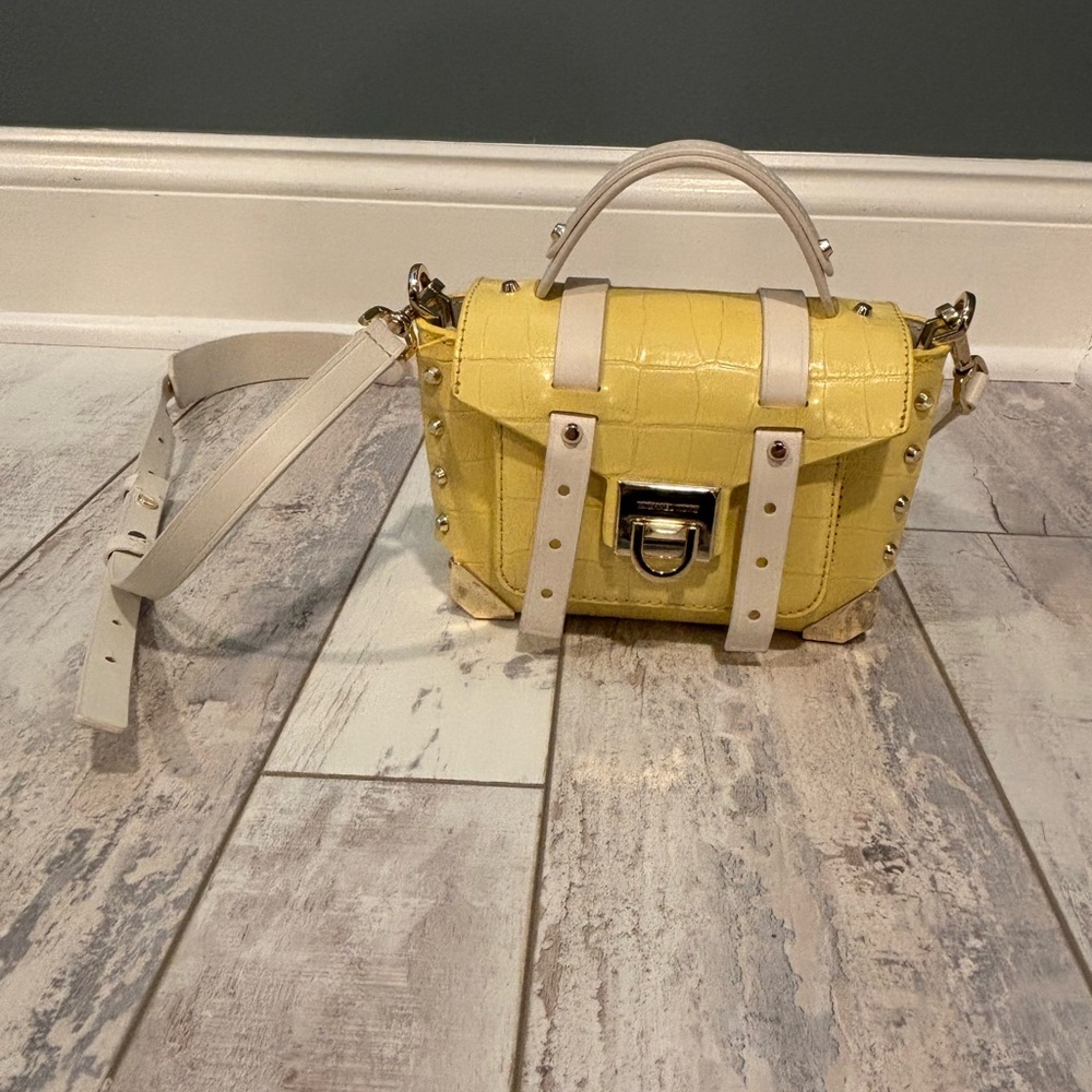 Michael Kors Small Yellow Crossbody Bag with White Strap